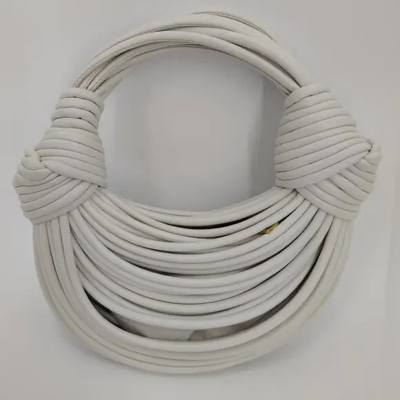 Tiffany & Fred Smooth Leather String Cord Knot Statement White Shoulder Bag - Picture 3 of 16